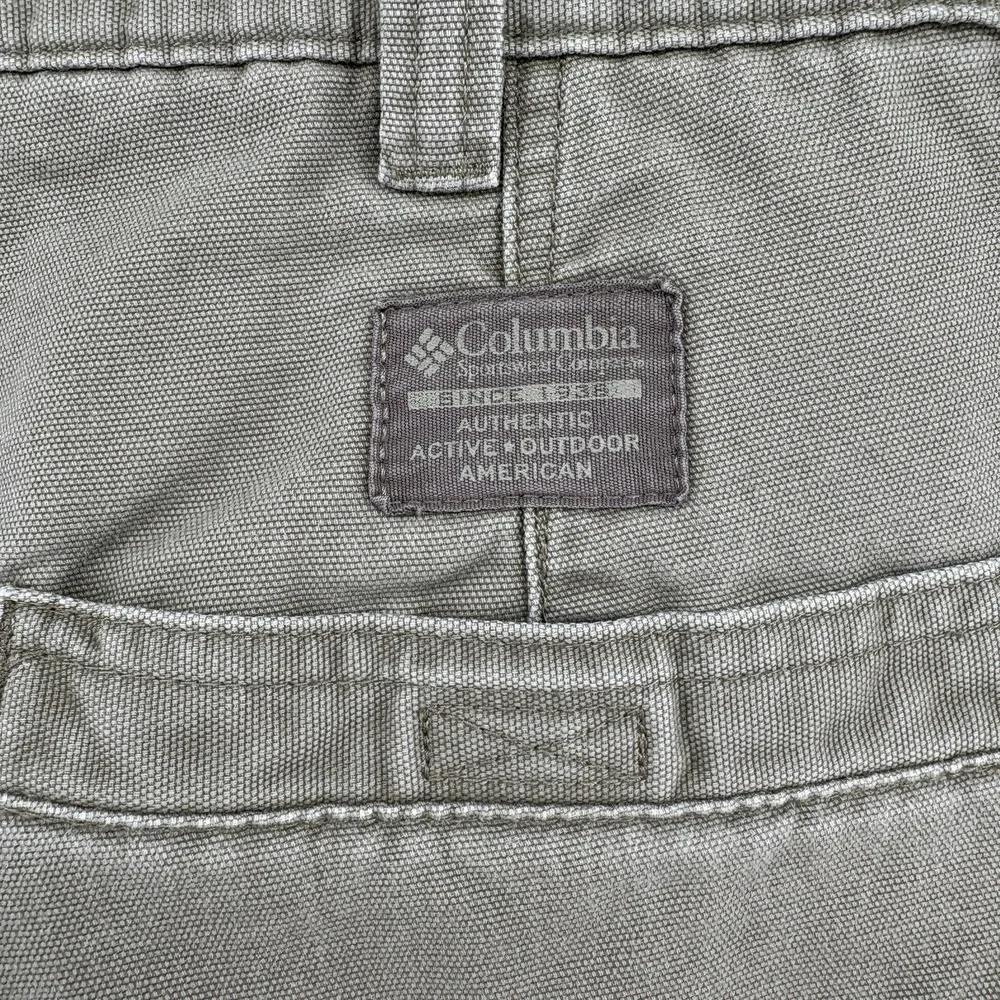 Columbia Pants Mens 36x30 Canvas Cargo Regular Fit Khaki Green Straight Stretch